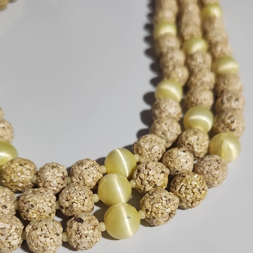 Vintage 1970s Japan Signed Satin Ball Bead Multi Strand Adjustable Necklace